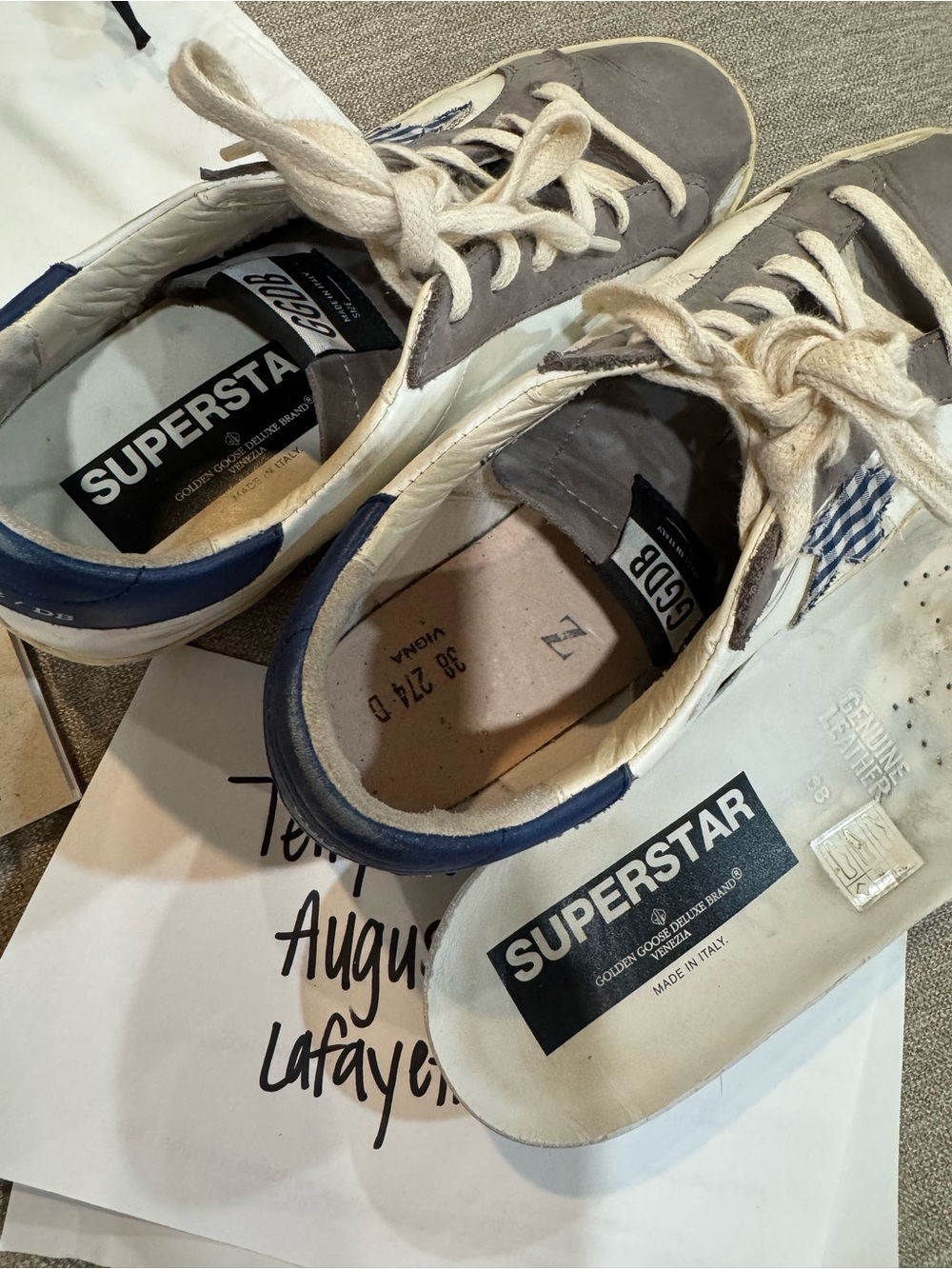 Golden Goose Men’s Low-Top Sneakers in Gray, Navy and Cream